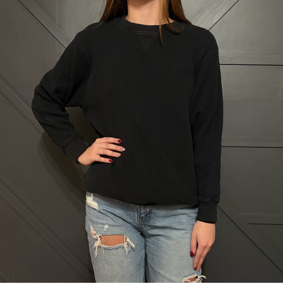 aerie Tops - Aerie Black Waffle Knit Sweater
